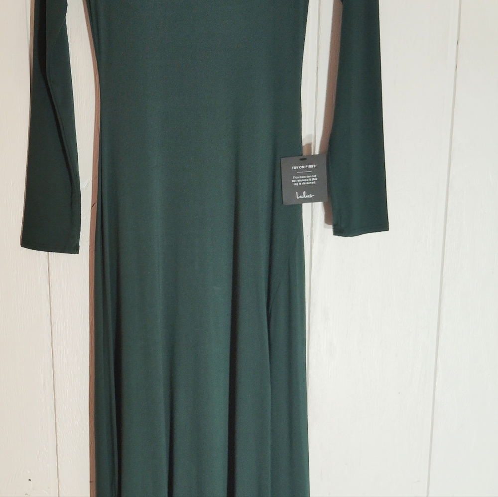 NWT!! LULU'S, Forest Green Long Sleeve Maxi Dress. Size XS - Picture 4 of 11